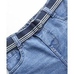 Babyhug Cotton Stretchable Mid Thigh Length Shorts with Belt - Blue