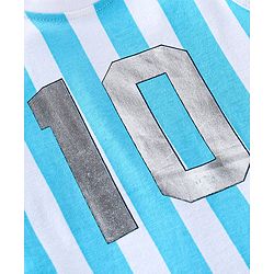 Babyhug Cotton Knit Sleeveless T-Shirt Striped and 10 Print - Blue & White