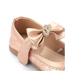 Cute Walk By Babyhug Velcro Closure Bellies With Bow Applique - Rose Golden