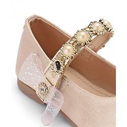 Cute Walk By Babyhug Velcro Closure Bellies With Pearl Applique - Golden