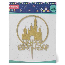 Babyhug Castle Theme Cake Topper - Gold | Glittery Gold Castle Design | Reusable | Perfect for Themed Birthday Parties | Adds Royal Touch to Celebrations