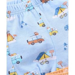 Babyhug 100% Cotton Knit Striped Boxers Cars Print Pack of 3 - Sky Blue Orange & White