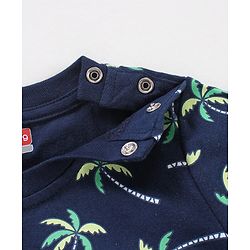 Babyhug Cotton Knit Half Sleeves Striped & Palm Tree Printed T-Shirts Pack of 3 - Blue & Grey