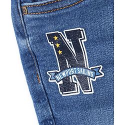 Babyhug Cotton Full Length Stretchable Denim Jeans Text Print - Blue