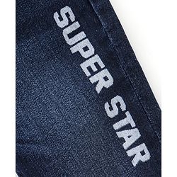 Babyhug Cotton Full Length Stretchable Denim Jeans Text Print - Dark Blue