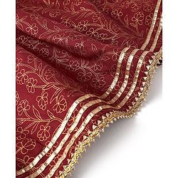 Babyhug Sleeveless Choli With Lehenga And Dupatta Floral Print- Maroon