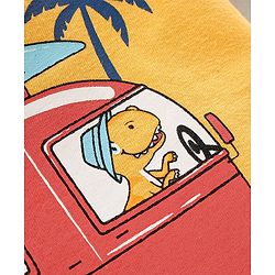 Babyhug 100% Cotton Half Sleeves Tee & Shorts Set Bus Print- Yellow & White
