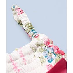 Babyhug Rayon Singlet Frock Floral with Headband - White