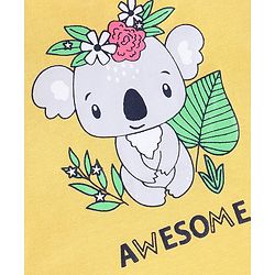 Babyhug 100% Cotton Knit Half Sleeves Top Koala Print - Yellow
