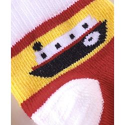 Cutewalk By Babyhug Anti Bacterial Ankle Length Vehicle Print Socks Pack Of 3 - Blue & Red