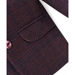 Babyhug Full Sleeves Textured Party Wear Checked Blazer - Purple