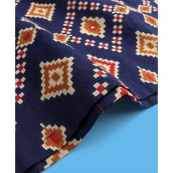 Babyhug 100% Cotton Kurta With Payjama Set Printed - Blue & White