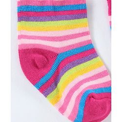 Cutewalk By Babyhug Cotton Anti Bacterial Ankle Length Socks Striped Pack of 3- Multicolour