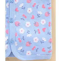 Babyhug 100% Cotton Short Sleeves Vests Cherry Print Pack of 3 - Blue & White