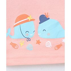 Babyhug 100% Cotton Knit Half Sleeves Star & Fish Printed Vests Pack of 5 - Navy Blue Peach & White