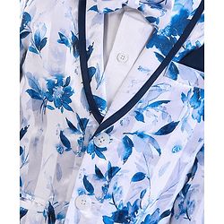 Babyhug Full Sleeves 3 Piece Floral Party Suit - Blue