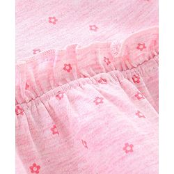 Babyhug 100% Cotton Short Sleeves Frock Dino Embroidery - Pink