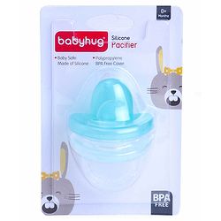 Babyhug Full Silicone Orthodontic Soother with Protective Cover Turquoise | BPA Free | Gentle on Gums | Easy to Sterilize |Psychological Breathing
