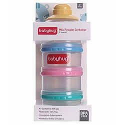 Babyhug Milk Powder Container 4 Racks 75 ml each - Blue Pink Yellow