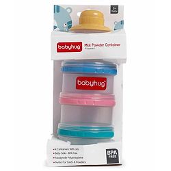 Babyhug Milk Powder Container 4 Racks 75 ml each - Blue Pink Yellow