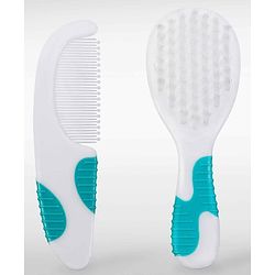 Babyhug Soft Grip Baby Hair Brush and Comb Set for Newborns & Toddlers Blue | Gentle Scalp Care | Environment Friendly | BPA Free | Round Tip | Soft | Massage| Stimulation