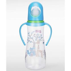 Babyhug Bubble Anti-Colic Feeding Bottle with Dual Handles - Blue & White, 250 ml | Sterilizable | BPA-Free | Bottle for Babies | Newborns | Toddlers