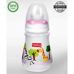 Babyhug Anti-Colic Sterilizable PP Feeding Bottle with Handle Pink 150 ml | BPA-Free | Leak-Resistant| Silicone | Mimics Natural Feeding