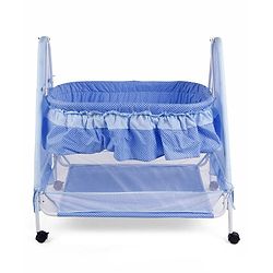 Babyhug Angel Dreams Cradle With Storage Basket & Mosquito Net - Blue