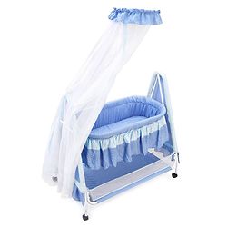 Babyhug Angel Dreams Cradle With Storage Basket & Mosquito Net - Blue