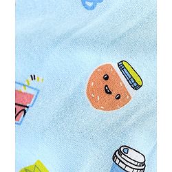 Babyhug 100% Cotton Half Sleeves Romper Bread Print - Blue
