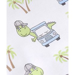 Babyhug 100% Cotton Half Sleeves Romper Dino In Car Print - Blue