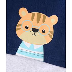 Babyhug Cotton Half Sleeves Romper Cartoon Kitty Print - Navy Blue