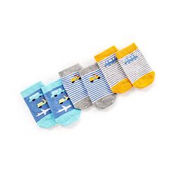 Cute Walk by Babyhug Non Terry Cotton Knit Ankle Length Anti Bacterial Socks Car Design Pack of 3 - Multicolour
