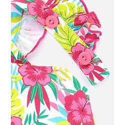 Babyhug 100% Cotton Sleeveless Onesie Floral Print - Multicolour
