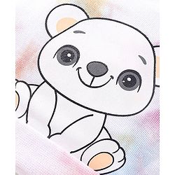Babyhug 100% Cotton Cap With Ear Applique Teddy Print Multicolour - Diameter 10 cm