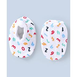 Babyhug 100% Cotton Mittens & Booties Set Numbers Print - White