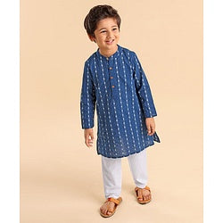 Babyhug Cotton Full Sleeves Printed Kurta & Pyjama Set- Indigo
