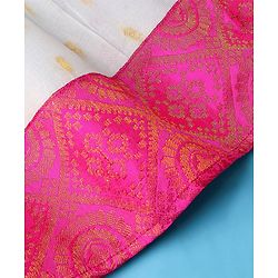 Babyhug 100% Cotton Woven Short Sleeves South Pavda Pattu & Lehenga Set Embroidery Detailing - Pink