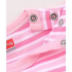 Babyhug 100% Cotton Half Cap Sleeves Stripe Onesie - Pink