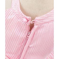 Babyhug Sleeveless Party Frock with Bow Applique - Pink