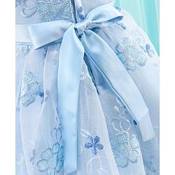 Babyhug Sleeveless Floral Embroidered Party Frock - Blue