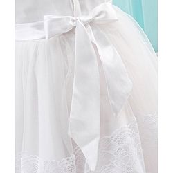 Babyhug Woven Sleeveless Party Frock with Floral Lace Detailing - White