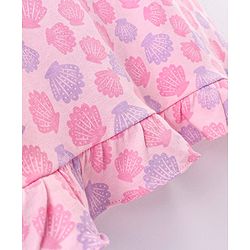 Babyhug Cotton Knit Sleeveless Nighty With Shells Print - Pink