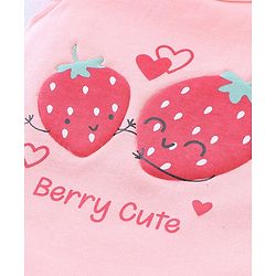 Babyhug 100% Cotton Short Sleeves Onesie with Skirt Strawberry Print - Pink
