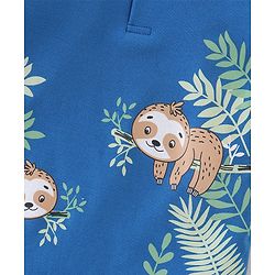 Babyhug 100% Cotton Half Sleeves Romper Sloth Print - Blue