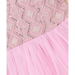 Babyhug Ruffle Sleeves Ethnic Dress Embroidered and Sequin Detailing - Pink