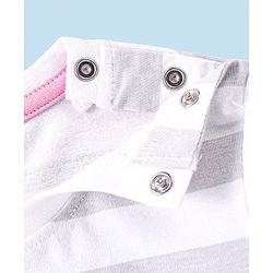 Babyhug Cotton Jersey Knit Half Sleeves Striped T-Shirt Tom & Jerry Print - White & Grey Melange