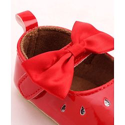Cute Walk by Babyhug Party Booties with Bow and Velcro Closure - Red