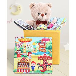 Babyhug Foldable Storage Box With Lid Theme Park - Yellow