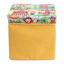 Babyhug Foldable Storage Box With Lid Theme Park - Yellow